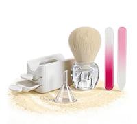 5Pcs Dip Powder Nail Kit-Nail Powder Recycling Tray System with Nail Dust Brush Glass Nail File Funnel Nail Art Tools (White)