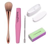 5PCS Dipping Powder Tool Kit with Dip Powder Tray Nail Duster Brush 4-Sided Nail Buffer Block Nail Files Double-sided Cuticle Pusher for DIY Nail Decoration