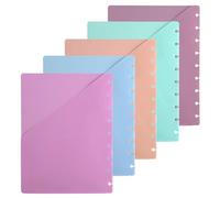 5pcs Discbound Dividers with Pocket, 9.37x7.09in Multi-Color Planner Dividers 9-Disc Notebook Binder Inserts Plastic Index Dividers for Folder Office School