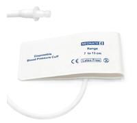 5PCS Disposable Blood Pressure Cuff with Single Tube + BP12 Connector for #4 Neonate 7-13 cm, Replacement NIBP Cuff, Non-Woven Fabric BP Cuff
