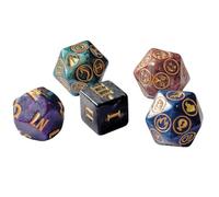 5pcs DM Dice Set Including Rating D6, NPC Alignment Dice, Emotion D20, Encounter Die and Pathfinder's Journey Cube (Assorted Glitter Colored Set)