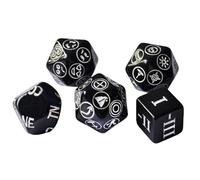 5pcs DM Dice Set Including Rating D6, NPC Alignment Dice, NPC Emotion D20, Encounter Die and Pathfinder's Journey Cube (Solid Black Set)