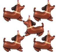 5Pcs Dog Birthday Balloons Dachshund Shaped Puppy Dogs Foil Mylar Balloons for Pet Puppy Dog Animal Birthday Lets Pawty Themed Pet Party Decoration Supplies