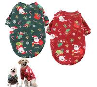 5PCS Dog Christmas Outfit, Warm Christmas Dog Outfits with Plush Liner Dog Jumper with Xmas Pattern Cute Dogs Christmas Shirts Winter Dog Christmas Clothes for Xmas Medium Large Pet Costumes 2XL