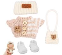 5Pcs Doll Clothes for 17cm Dolls, Plush outfit Doll Outfit Accessories Sets Include 1 Jumper 1 Hats 1 backpack 2 Shoes Girl for Best Gifts