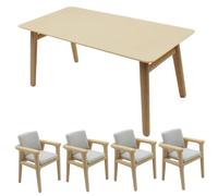 5PCS Dollhouse Kitchen, Realistic 1/12 Scale Dollhouse Furniture Set Includes 1 Rectangle Dining Table and 4 Chairs Dining Room Decoration Accessories Mini Table