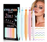 5pcs Double-Ended Colorful Eyeliners Stamp Set,Waterproof Long Lasting Eyeliner Pencil,Star Moon Heart Flower Butterfly Colorful Winged Eye Liners,Matte Liquid Eye Liner Pencil,Makeup Eyeliner
