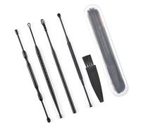 5pcs Double-Headed Rotating Ear Scoop Stainless Steel Black