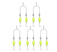 5PCS Double-Hook Reverse Bottom Rig, Double Reverse Fishing Hook Set, Anti Tangle Fishing Hooks, Snag Resistant Split Hook, Gold Sleeve Jig Lure Rig, Swimming Bait for Freshwater Saltwater (#8)