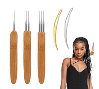 5Pcs Dreadlock Crochet Hair Tool 0.5mm Dreadlock Hooks Tool Set Included 3pcs Dreadlock Hooks with 1/2/3 Crochet Needle and 2pcs Hair Lock Tools Braid Hair Dreadlocks Needle for DIY Braid Craft