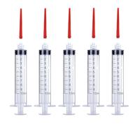 5Pcs Drench Gun Feeding Syringe, Small Animal Pet Livestock Drench Syringe with 5Pcs Screw In Drench Nozzle for Liquid Measuring Watering Refilling Feeding (10ML)