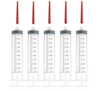 5Pcs Drench Gun Feeding Syringe, Small Animal Pet Livestock Drench Syringe with 5Pcs Screw In Drench Nozzle for Liquid Measuring Watering Refilling Feeding (100ML)