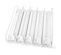 5pcs Drink Organizer for Fridge, Automatic Pusher Glide Self Pushing Soda Can Dispenser Width Adjustable Fridge Organization, Beer Pop Can Water Bottle Drink Dispenser for Fridge(White)