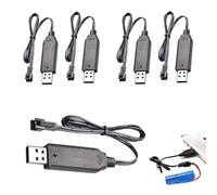 5Pcs Drone USB Charger Cable, 3.7V USB Battery Charger Cable, RC USB Battery Charger SM-2Pin Plug with LED Indicator Overcharge Protection