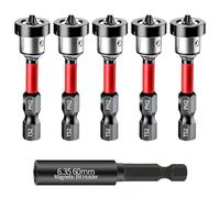 5pcs Drywall Screw Setter, 1pcs Adapter Rod,Drywall Screw Gun Compatible Screw Bits with Aluminium Magnetic Ring, Plasterboard Screws Locating Batch Head Drilling Tools