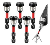 5PCS Drywall Screw Setter Bits PH2 Magnetic Positioning Screwdriver Bits S2 Steel Screwdriver Bit with 1/4" Hex Shank, Removable Magnetic Ring for Accurate Positioning Plasterboard Sheetrock, 50mm