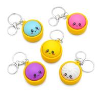 5Pcs Dumpling Fidget Keyring Set, Cute Clicker Fidget Toy with Smile Expression, Soft Keyboard Fidgets Toy for Anxiety Relief, Portable Pop it Fidget Toys for Adults at Work & Travel（Random Color）