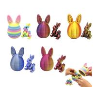 5PCS Easter 3D Printing Mystery Rabbit Egg Fidget Toy, Surprise Egg Party Favors with Bunny Inside, Easter Egg Set,Bunny Eggs with Bunnies Easter Basket Stuffers,3D Printed Animals Gift for Decor (B1)