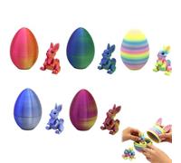 5PCS Easter 3D Printing Mystery Rabbit Egg Fidget Toy, Surprise Egg Party Favors with Bunny Inside, Easter Egg Set,Bunny Eggs with Bunnies Easter Basket Stuffers,3D Printed Animals Gift for Decor (A)