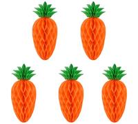 5Pcs Easter Carrot Paper Pendant Ornaments Carrot Honeycomb Ball Ornament