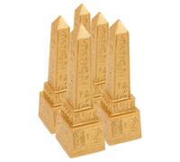 5pcs Egyptian Obelisk Statue Figurines Made of Resin with Distinctive Ancient Elegance, Golden Colour for Safe and Enjoyable Playtime, for Home Decor and Family Bonding