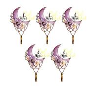 5pcs Eid Theme Cake Decoration Set Cupcake Topper Cake Pick Cake Accessories Acrylic Texture Suitable for Festival