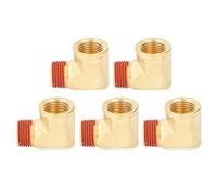 5PCS Elbow Brass Pipe Fitting, Solid Brass 1/2in NPT Male to Female 90 Degree Pipe Elbow, Leak Proof Rubber Layer for Home Plumbing, Industrial Use, Medical Equipment