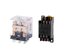 5Pcs Electromagnetic Coil Universal DPDT Power Relay HH63P 12V24V220V Miniature Contactor And Base For Circuit Suction(AC (5Pcs),220V With Base)