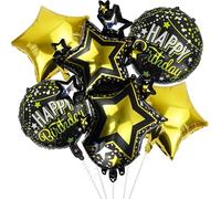 5PCS Elegant Foil Balloons Set with Large 40" Star & Letter Balloons, Self Inflating Birthday Party Decorations for Adults