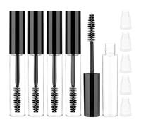 5Pcs Empty Mascara Tube and Eyelash Wand 10ml Eyelash Cream Clear Container Bottle Refillable Plastic Mascara Tubes Empty for Castor Oil with Inner Plug Avoid Leaking(Black)
