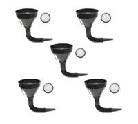5pcs Engine Oil Funnel with Mesh Screen Filter, Flexible Spout for Cars | Thickened Black Plastic, Removable Extension, Wide Neck, Suitable for Gasoline and Small Engine Refills