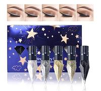 5PCS Erinde Glitter Eyeliner Liquid Set, Metallic Shimmer Eyeshadow, Silver Gold Diamond Eye Liner Stick, Long Lasting Glow Eyeliner Eye Shadow, Ideal Christmas Makeup Gift (Starry Sky)