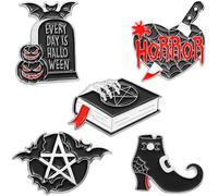 5pcs Everyday is Halloween Pins Punk Cobweb Dagger Witch Spell Book Brooch Bag Lapel Badge Dark Gothic Brooch Set for Backpack Hat Pant Accessories