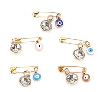 5Pcs Evil Eye Pin, Blue Evil Eye Brooch Pins, Blue Eyes Personalise HandMade Pin Brooch Turkish for Clothes Hats Bags Decoration