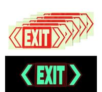 5pcs Exit Sign Stickers, Glow in the Dark Vinyl Emergency Exit Signs 7x5in Emergency Warning Decal Safety Label for Business Office