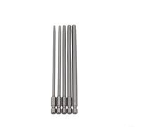 5PCS Extended Hex Screwdriver Bit Set 150mm Long Reach Drill Bits with Magnetic Locking for H2.5 H3 H4 H5 H6 Electric Pneumatic Driver Tools Silver Finish