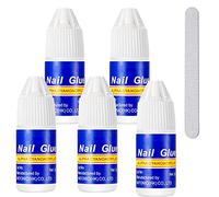 5PCS Extra-Strong Nail Glue, Quick Dry Super Strong Nail Tip Adhesive Bond Glue DIY Nail Polish Adhesive Salon Professional Quality