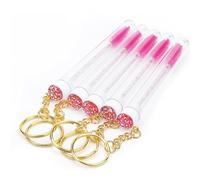 5pcs Eyelash Brush Eyebrow Comb Gold Keychain Glitter Mascara Wand Eyelashes Extension Brushes Lash Lift Makeup Tool for Eyelash Extensions(Rose red)