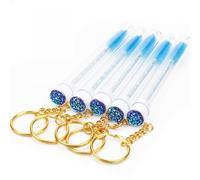 5pcs Eyelash Brush Eyebrow Comb Gold Keychain Glitter Mascara Wand Eyelashes Extension Brushes Lash Lift Makeup Tool for Eyelash Extensions(Blue)