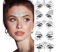 5Pcs Face Gems Glitter,Face Gems for Women Festival,Rhinestone Fa/ce Glitter,Halloween Crystals F/ace Stickers for Eyes,Fac/e Gli/tter Freckles and Rhinestone Jewels Temporary Ta-ttoos Stickers