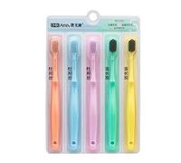 5Pcs Family Pack Soft Bristles Tooth Brushes with Pure Color Binchoutan Elements Individually Wrapped Toothbrushes