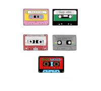 5Pcs Fashion Punk Music Lovers Enamel Pin Lapel Pins Creative Vibes Magnetic Tape DJ CD Badges Brooches Vintage Best Song Brooches for Bag Clothes Lapel Pin Badge Jewelry Gift Friends