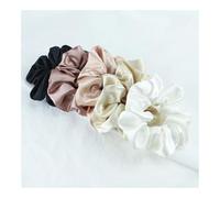 5PCS Fashion Silk Satin Scrunchies Headband Large Elastic Rubber Hair Band Women Gilrs Ponytail Holder Hair Ties Accessories(E-5)