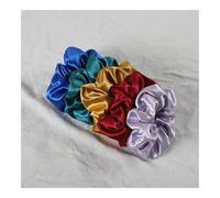 5PCS Fashion Silk Satin Scrunchies Headband Large Elastic Rubber Hair Band Women Gilrs Ponytail Holder Hair Ties Accessories(O-5)