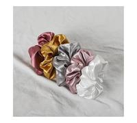 5PCS Fashion Silk Satin Scrunchies Headband Large Elastic Rubber Hair Band Women Gilrs Ponytail Holder Hair Ties Accessories(L-5)