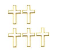 5pcs Fashionable Alloy Crucifix Shaped Brooch Gold/Silver Tone Badge Religious Corsage Pin Jewelry for Gifting Use