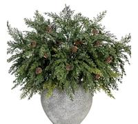 5Pcs Faux Cedar Stems, 55cm Artificial Christmas Foliage Pine Branches Fake Greenery Picks for Vase Wreath Garland DIY Crafts Holiday Festive Winter Indoor Outdoor Home Decor (With Pine Cones)