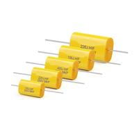 5PCS Film Capacitor Audio 250V DC Round Axial Lead Type Polypropylene Capacitors Yellow Frequency Dividing 1UF 1.5UF .8UF 2.2UF(1.5UF)