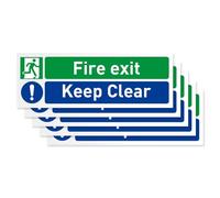 5Pcs Fire Exit Keep Clear Sign, Adhesive Fire Exit Signs Premium Fires Exits Sign Kit Up, Down Arrow Easy Application Fire Action Notice Signs for Indoor and Outdoor Use Exits/Alarm/Emergency