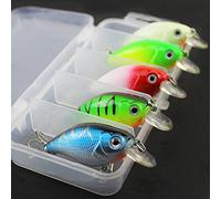 5pcs Fishing Lures Hard Baits Crank Crankbaits with Storage Box Triple Hooks Design for Lifelike Swimming Actions Separate Compartments Enthusiasts